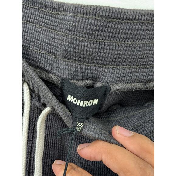 Monrow Drawstring Thermal Waffle knit Shorts Grey - Picture 3 of 4